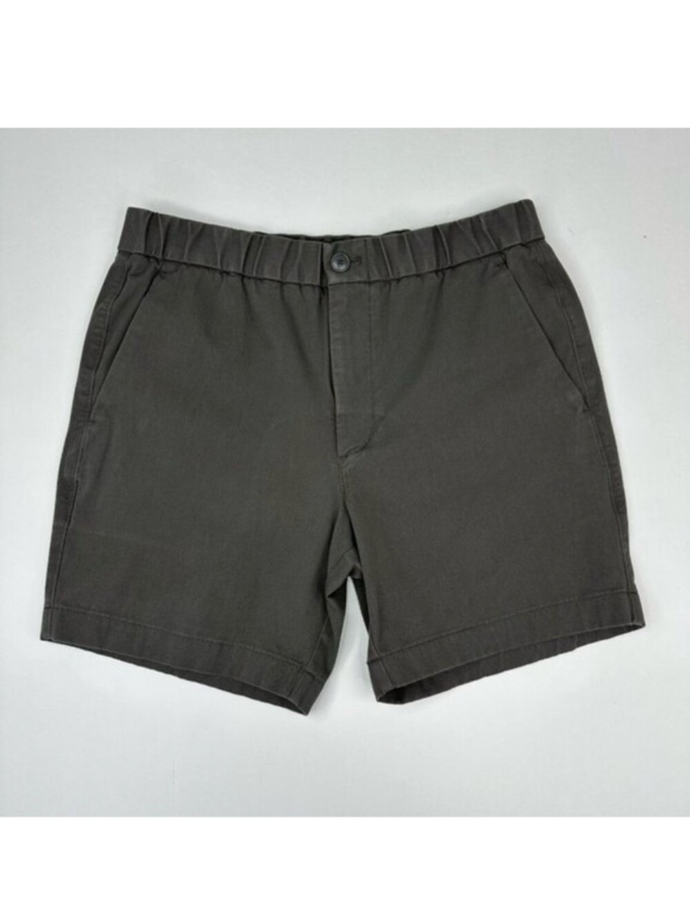 Everlane Uniform Performance Chino Shorts Men Medium Charcoal Gray Elastic Waist